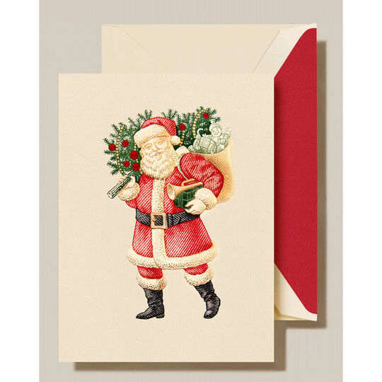 Engraved Classic Santa Boxed Folded Christmas Cards